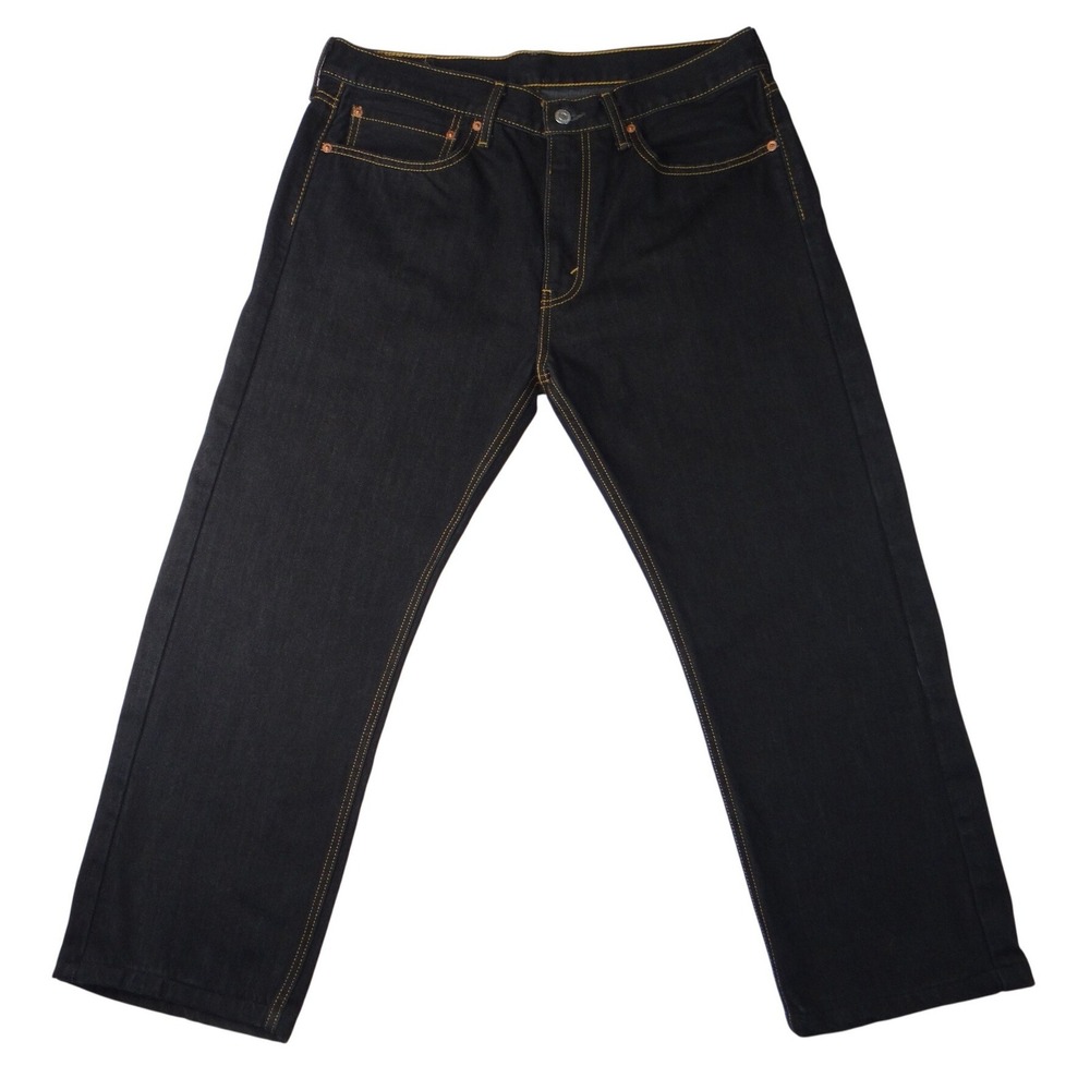 Altered Custom Levi Strauss 505‎ Mens Black Straight Fit Jeans Size 34x24